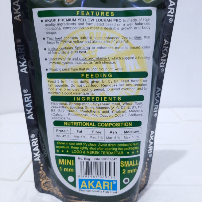 Pelet AKARI PREMIUM PRO 100gr akari premium louhan pro pakan chana pelet chana louhan oskar pbass