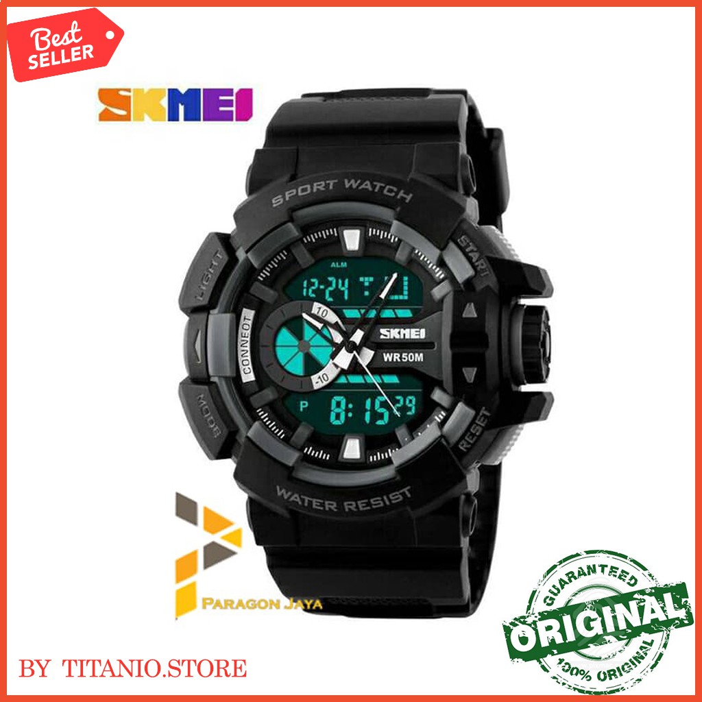 JAM TANGAN Water Resistant Pria SKMEI ORIGINAL 1117 Black Distributor W6N9