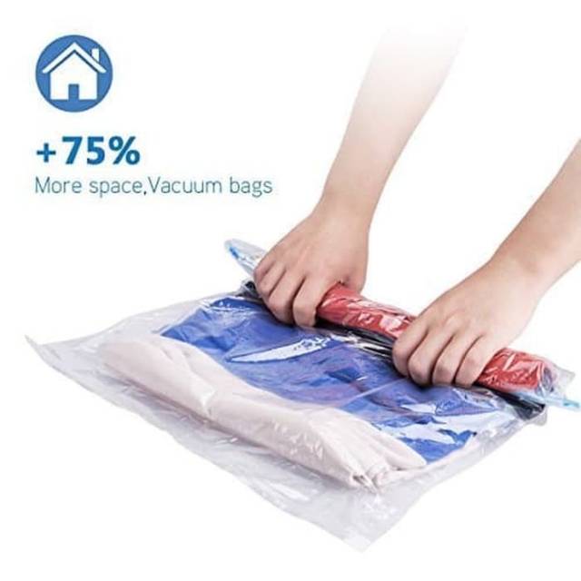 Tas Plastik Lipat Vakum kompress udara Koper Baju Travel Organizer