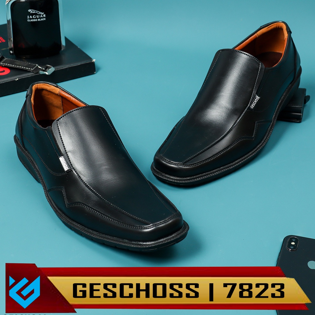 GESCHOSS | READY STOCK UKURAN BESAR 39-45 Sepatu Pantopel Pria Hitam Sepatu Kasual Kerja Kantoran