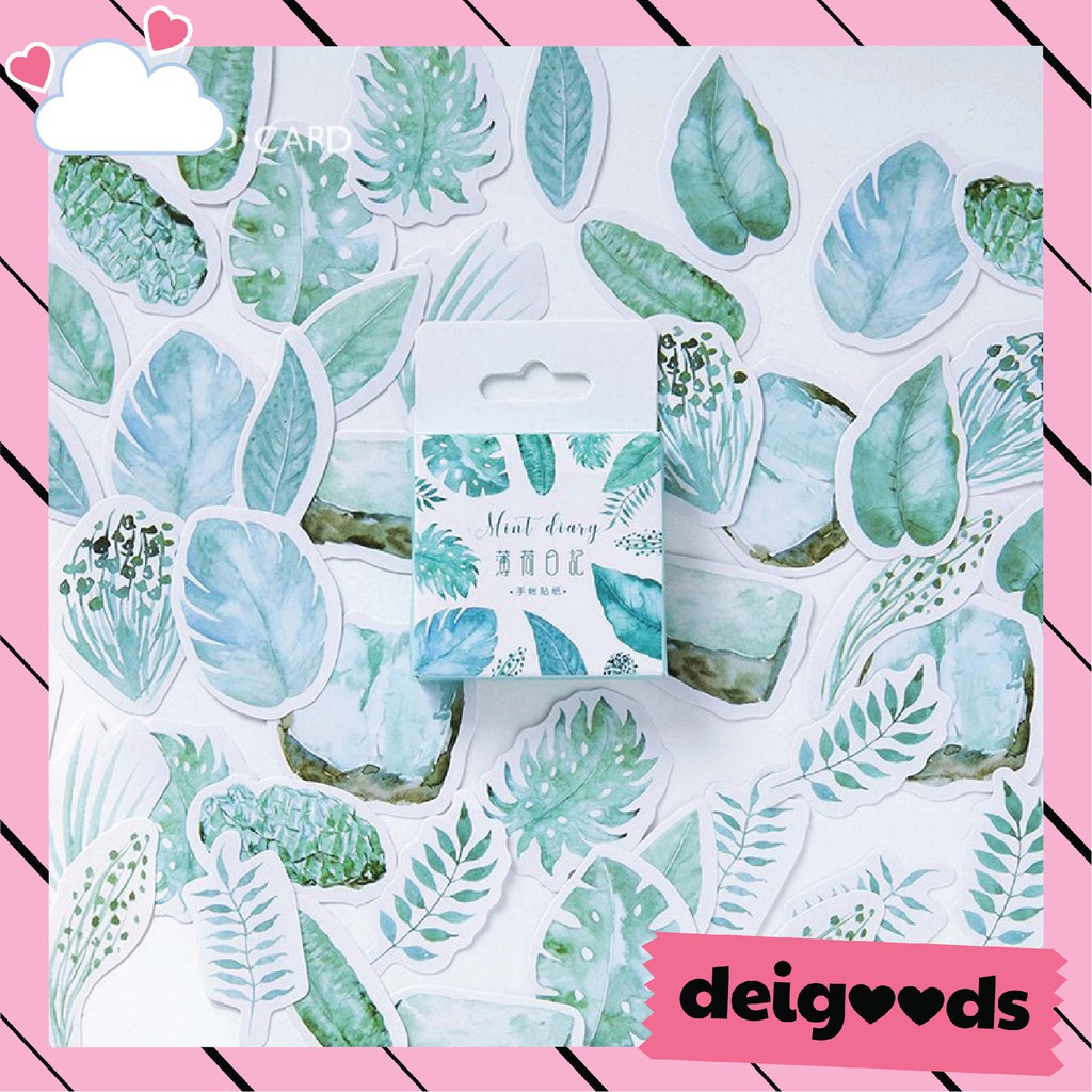 

DEIGOODS❤ 45 Pcs Deco Sticker Kawaii Mint / Stiker Dekorasi Scrapbook / Diary