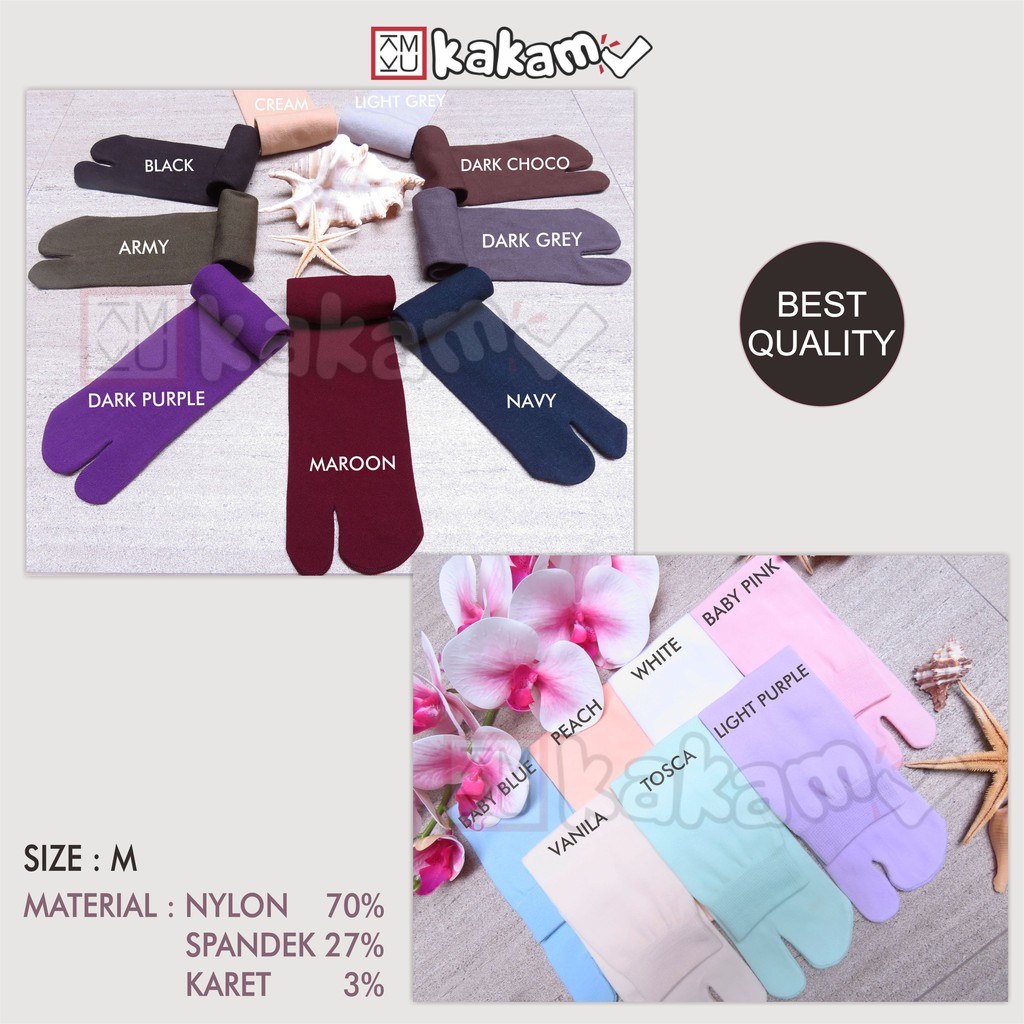 Kakamu Kaos Kaki Jempol Muslimah Nilon Motif Polos / Plain Lasting Collection Murah 1