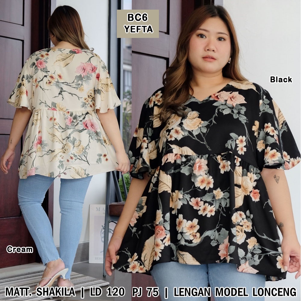 BIGCLO - (COD) Blouse Jumbo BC6 Atasan Wanita Lengan Panjang Bigsize