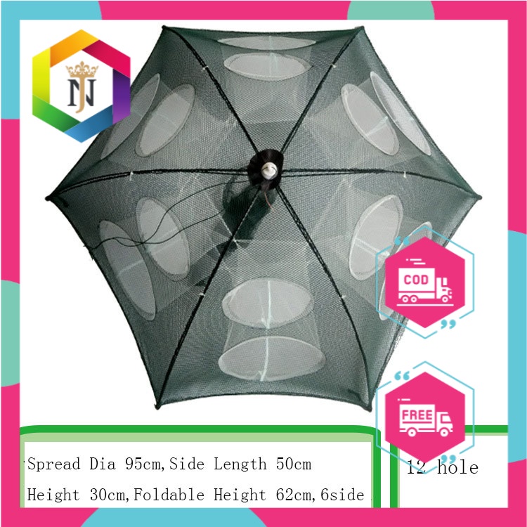 Jaring Pancing Ikan Hexagonal 12 Hole Fishing Net Trap Cage - H14572