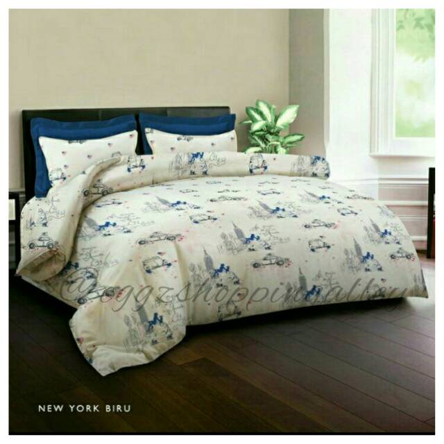 KING RABBIT Sprei Set 120 x 200 x 40 cm - New York Biru -