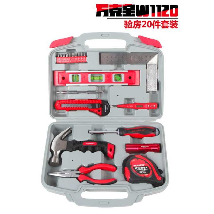 WORKPRO Alat Set Perkakas Palu Tang Obeng Penggaris L Senter 20 in 1
