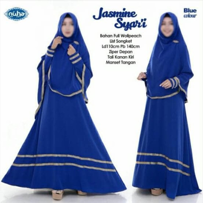 Original  Gamis Jumbo Jasmine Set Syari Original Nuha Lengkap Dengan Khimar