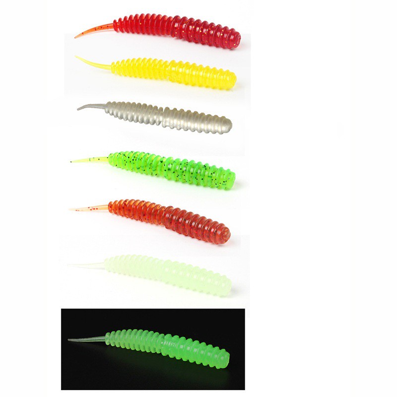 Shengyao 5pc Umpan Pancing Soft Bait Bentuk Cacing Ukuran 6.5cm 1.2g Fishing Lure Ikan Bass Bait