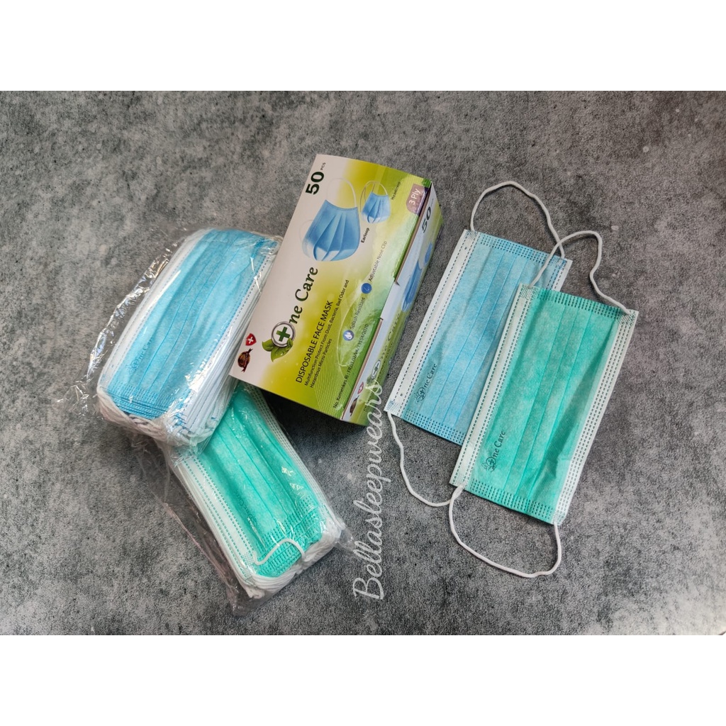 3PLY NECARE EMBOS BOX ISI 50 - MASKER 3PLY EARLOOP NECARE EMBOS KEMENKES WARNA BIRU PUTIH  HIJAU