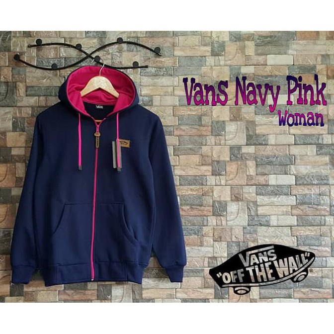 BARANG MURAH JAKET WANITA VANS NAVY PINK JACKET CEWEK KEBURU HABIS..