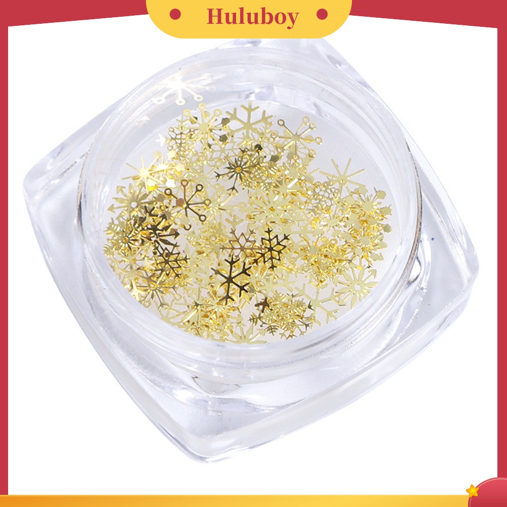 Huluboy Huluboy♡ 90pcs / Kotak Sequin Ultra Tipis Bentuk Snowflake Natal Warna Emas Untuk Dekorasi Manicure