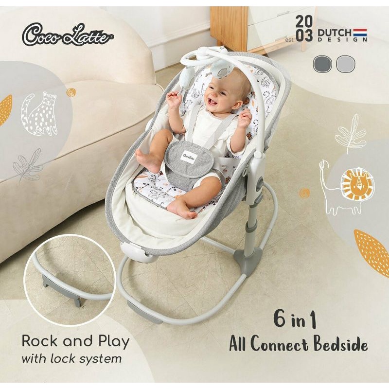 Ayunan Bayi Cocolatte 6 in 1 All Connect Bedside Side Bed Bassinet Rocker