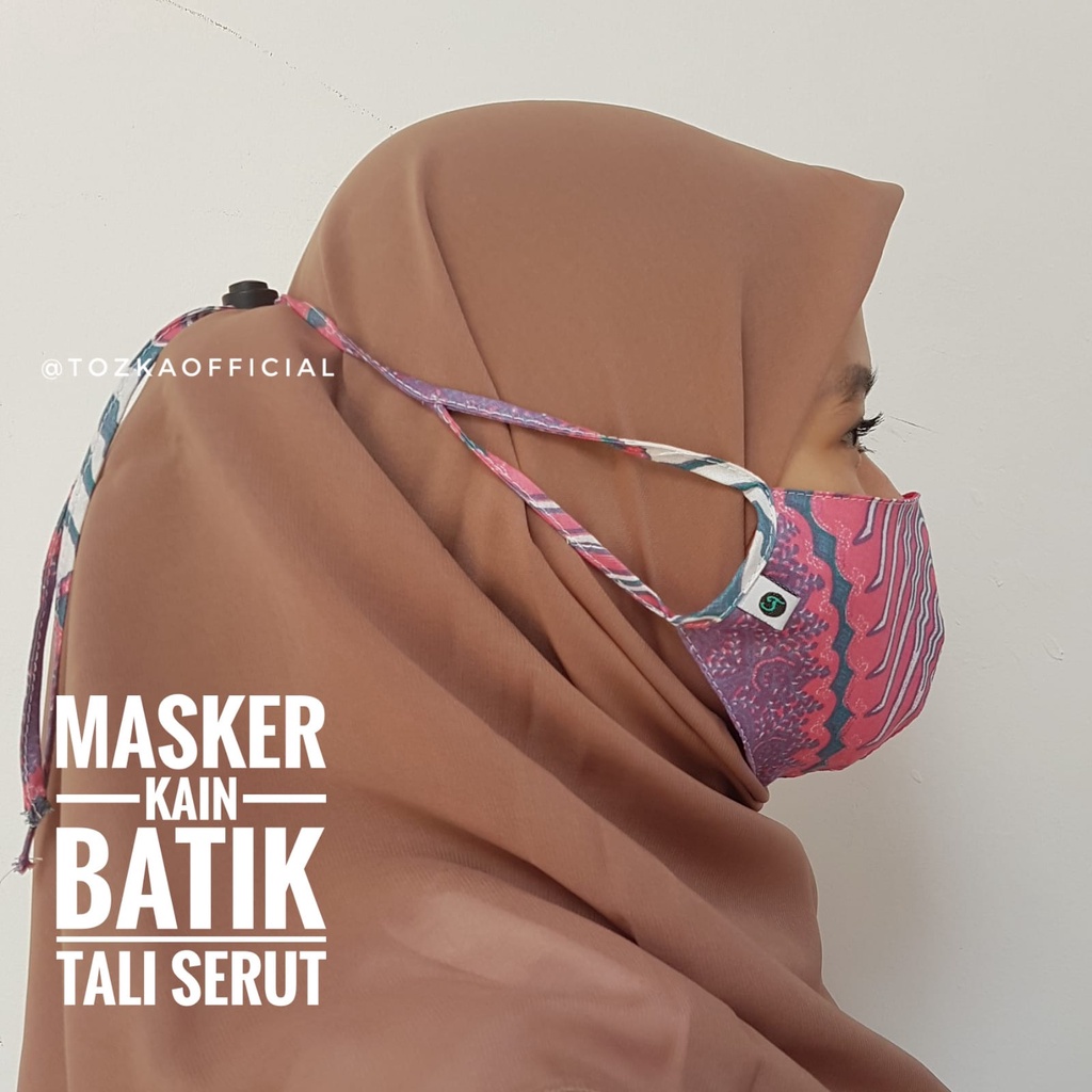 Masker kain tali 3 ply I Cover masker I Masker tali 2 in 1 size dewasa