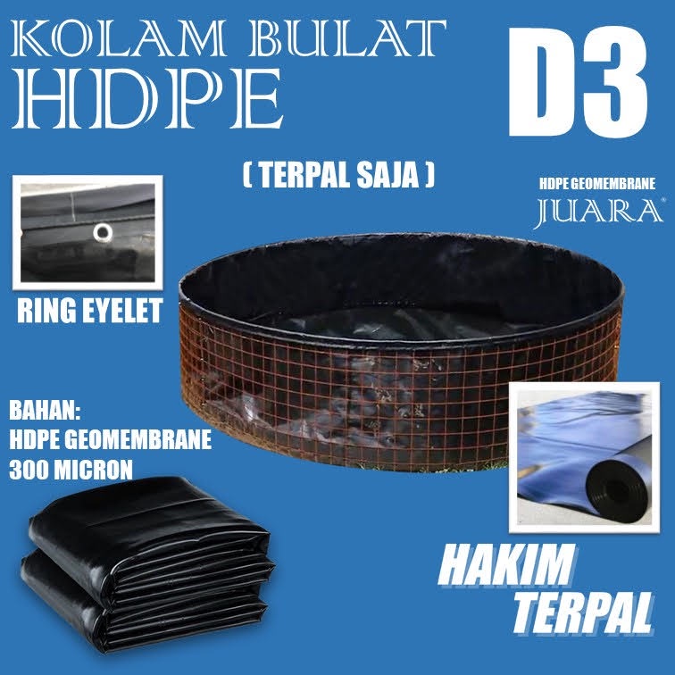 Plastik Kolam Bulat HDPE 300 Mikron Diameter 3 Meter