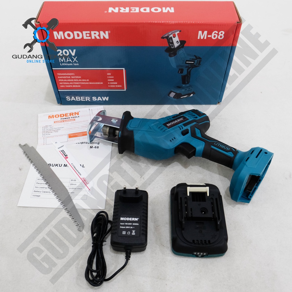 Mesin Gergaji Cordless Recipro Saw Modern M68 - Gergaji Saber Saw Baterai Modern M-68