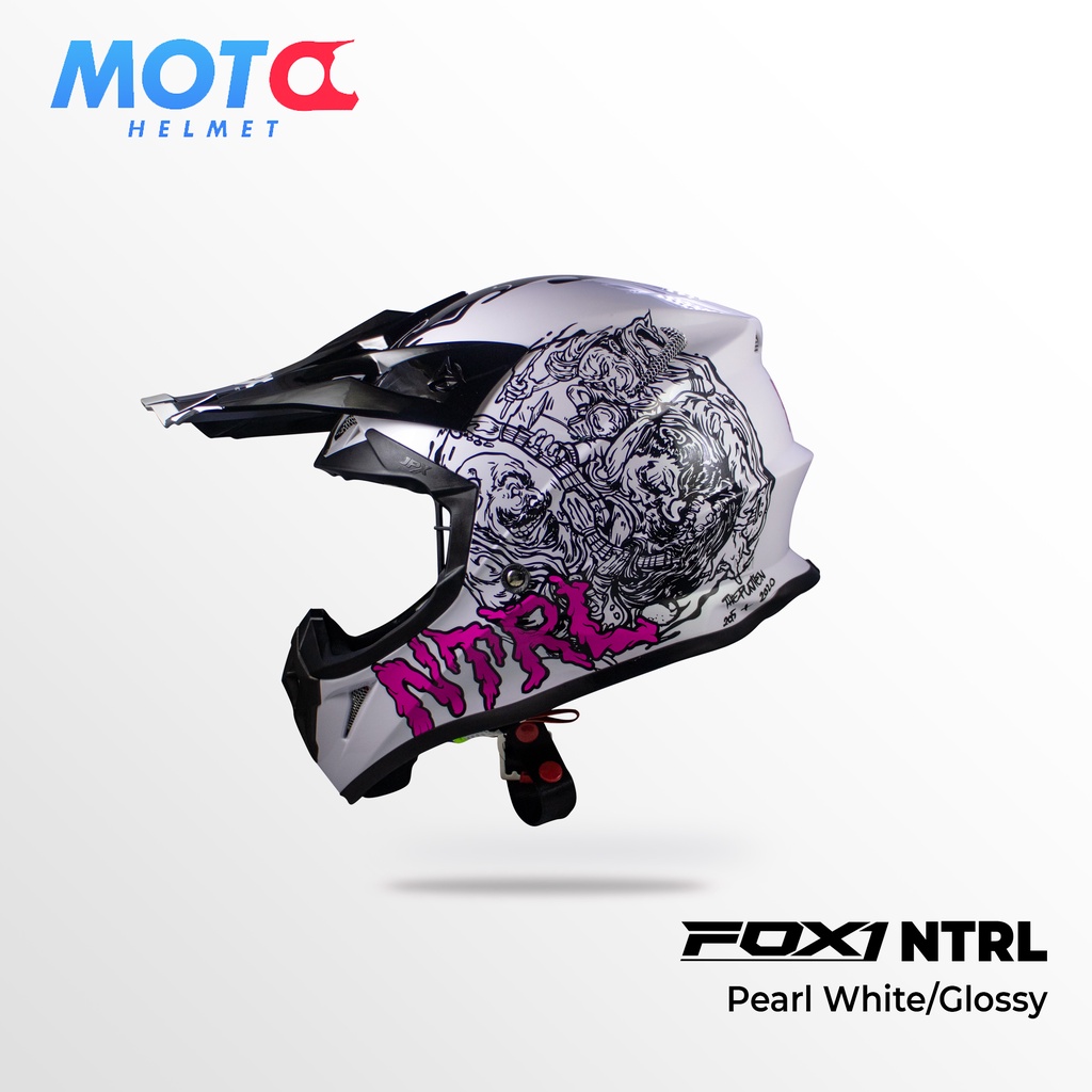 HELM JPX Fox1 Cross Full Face Netral Seri - Pearl White Gloss