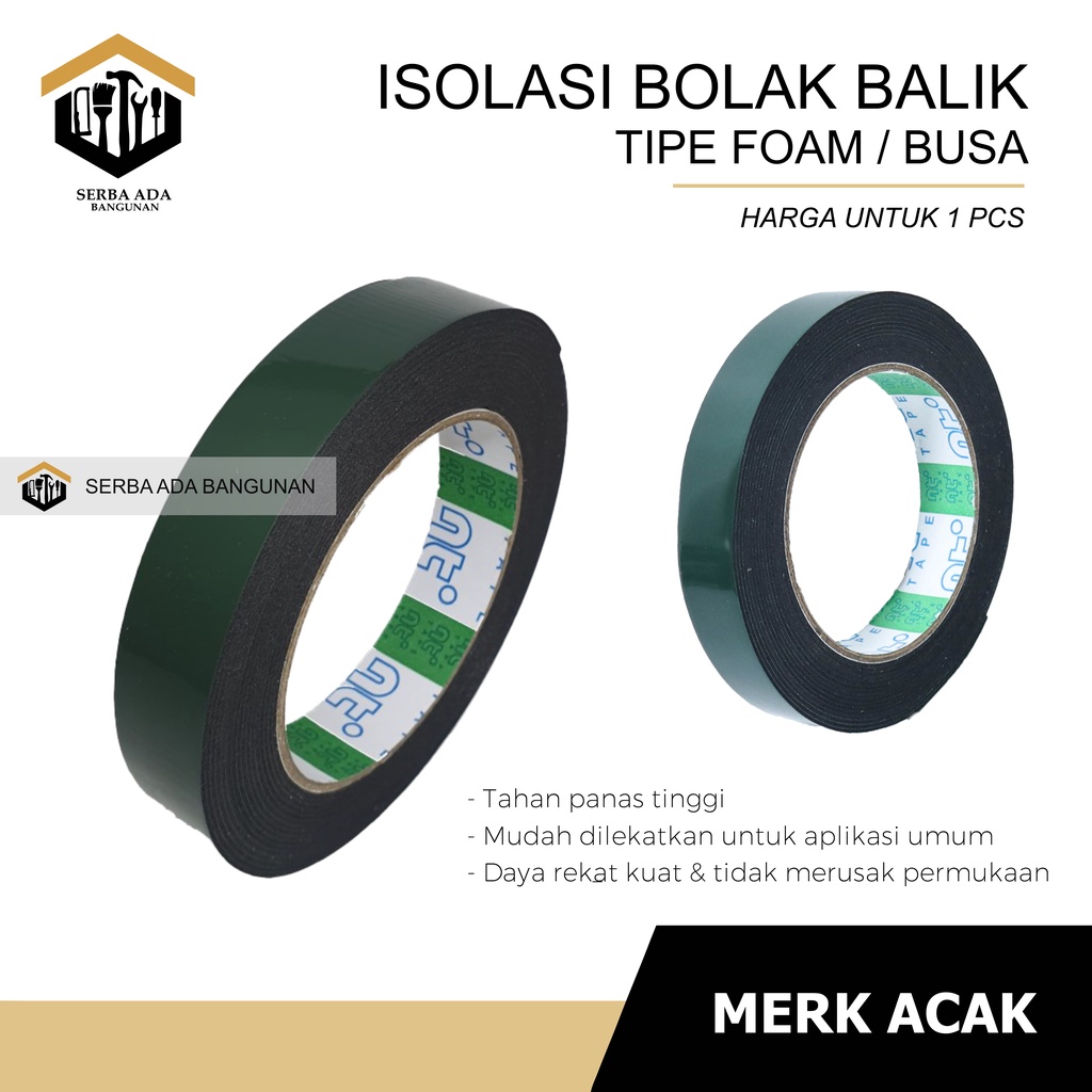 ISOLASI DOUBLE TAPE TAIWAN NT DOBEL TAPE FOAM ISOLASI BUSA SEPON 2SISI-1PCS