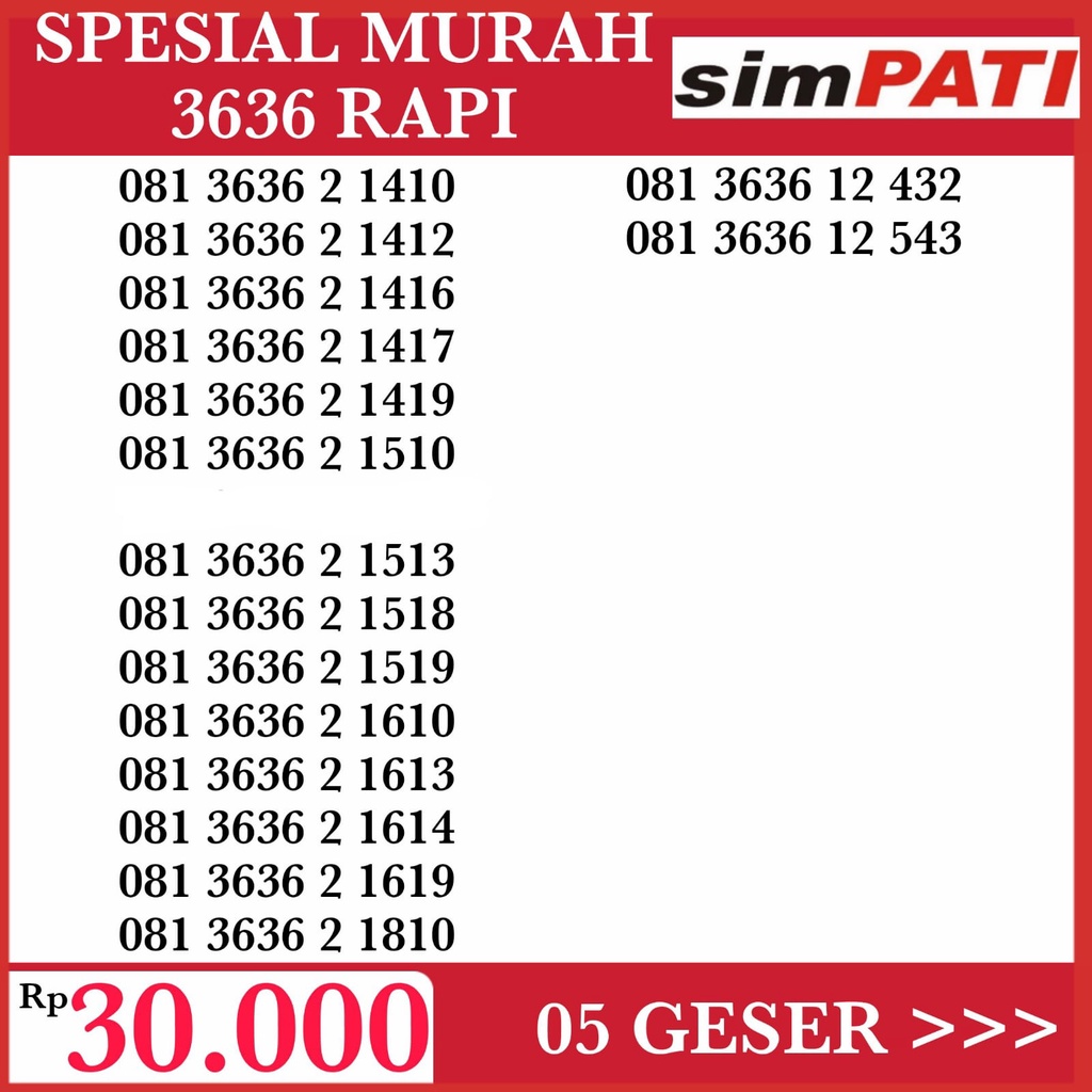 nomer cantik simpati & AS (double + triple)