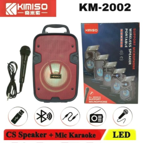 Speaker Bluetooth Led Mic Karaoke Portable Wireless Speker KIMISO KM 2002 KM-2002 + Microphone