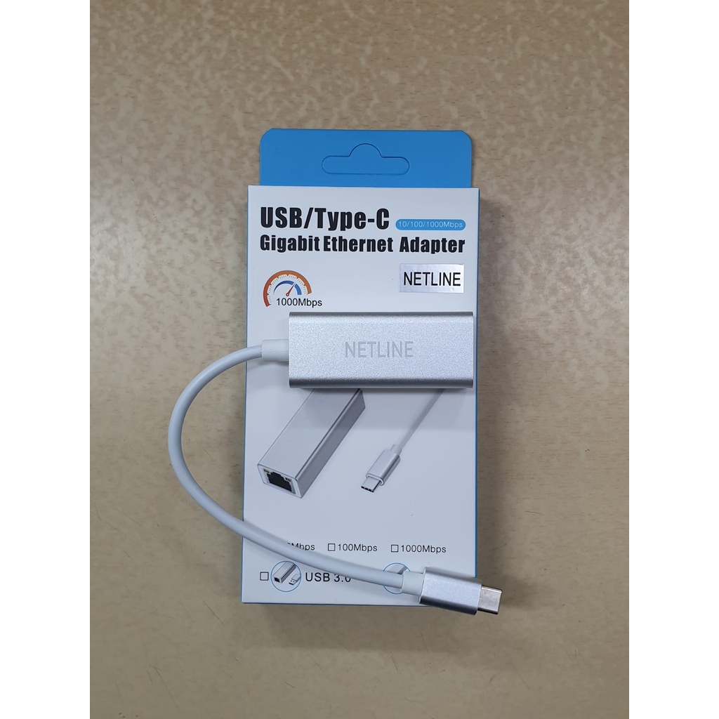 Netline Converter Kabel USB Type-C To LAN Gigabit Ethernet Adapter