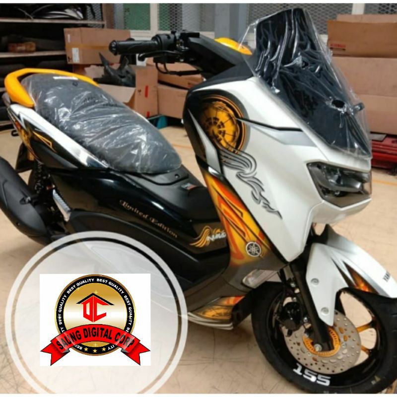 Decal NMAX Sticker Full Body NMAX Motif Limited Edition Putih orange Kode 1304