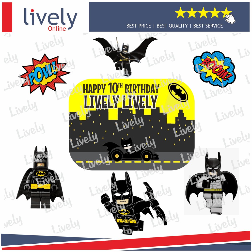 CUSTOM NAMA HIASAN KUE ULANG TAHUN KARAKTER BATMAN 03 CAKE TOPPER HAPPY BIRTHDAY