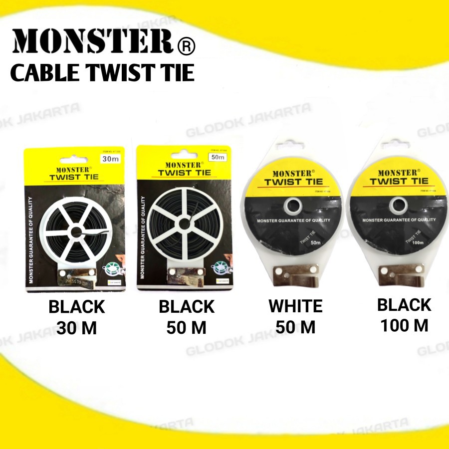 Pengikat kabel twis tie 50m &amp; 100m Hitam