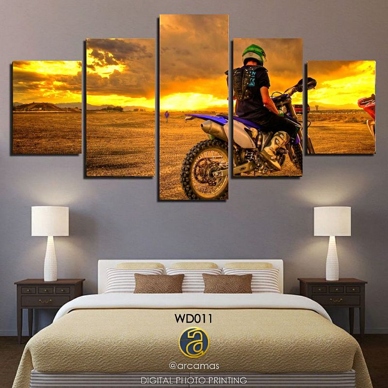 Poster dinding motor cross aesthetic - multipanel 1 set 5 panel size 40x75 cm / Poster motocross / P