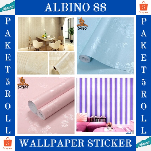 Murah Paket 5 Roll Wallpaper Dinding / Stiker Dinding Anti Air / Walpaper Dinding Kamar Tidur Motif