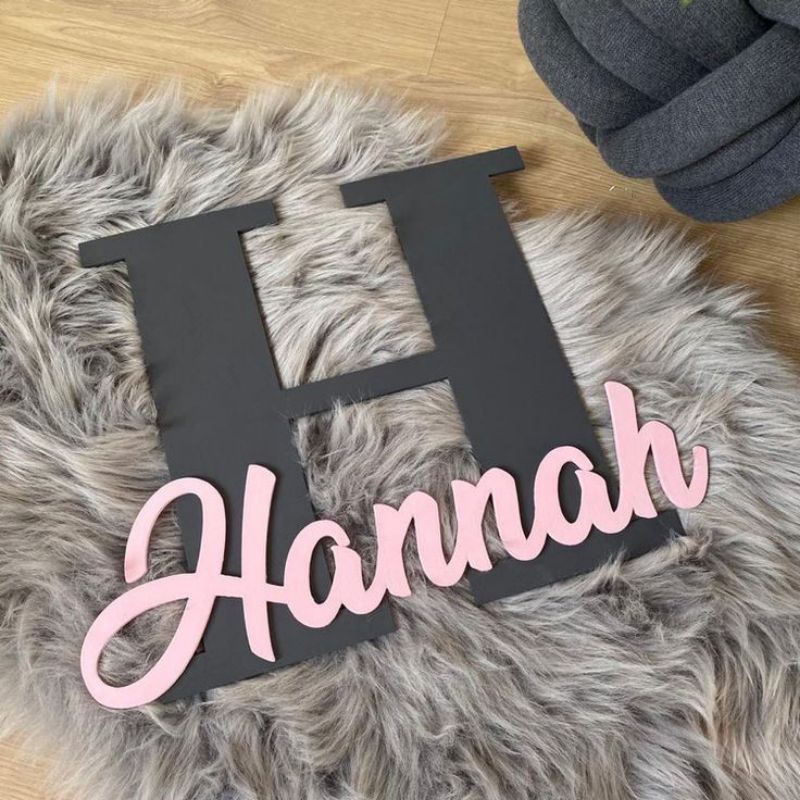 Hiasan Dinding Wall Decor Huruf Kayu Custom Inisial Initial nama