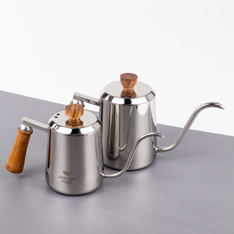 Teko Stainless Pitcher Kopi Leher Angsa V60 Gagang Kayu OTC