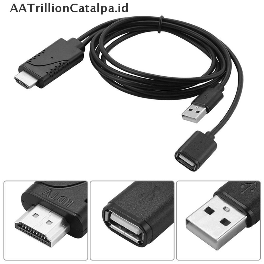 (AATrillionCatalpa) 2 in 1 Kabel Adapter USB Female Ke HDMI Male HDTV Untuk IOS 8.0 &amp; Android