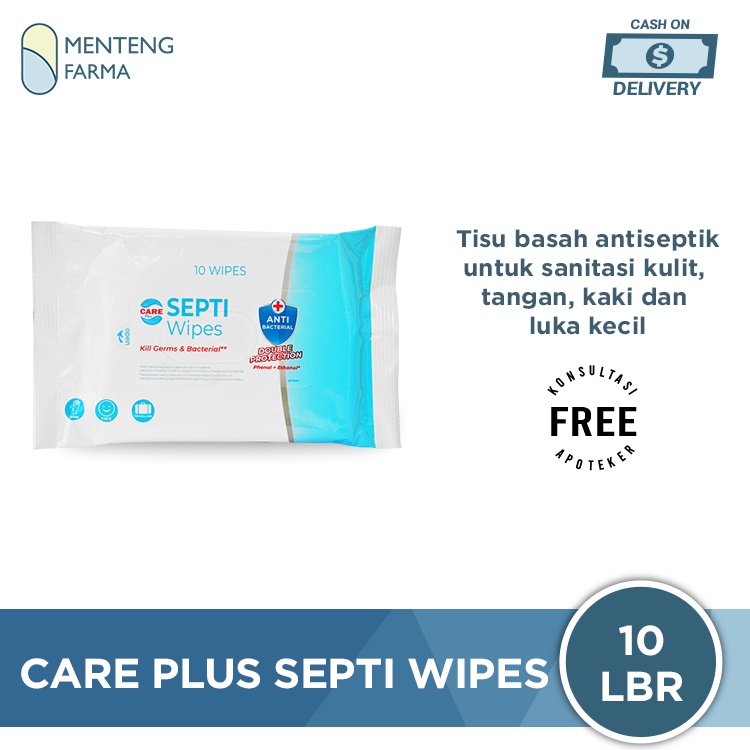 Care Plus Septi Wipes Isi 10 Lbr - Tisu Basah Antiseptik Double Protection