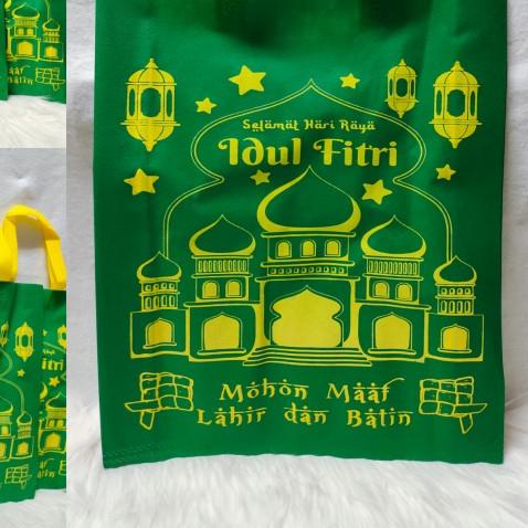 

TAS KAIN LEBARAN / GOODIE BAG IDUL FITRI SIZE 38 X 45 1 SISI PER LUSIN - Hijau