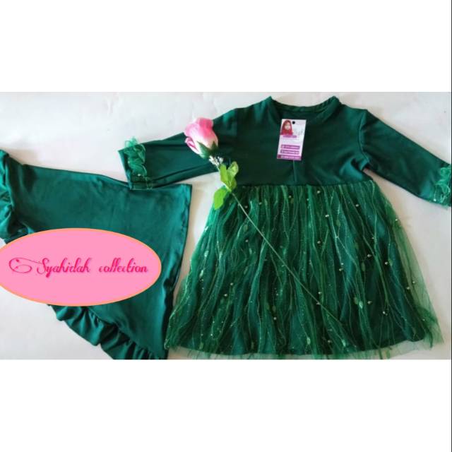 Set Gamis anak tile akar mutiara bahan jersey BAWALJAM ORI