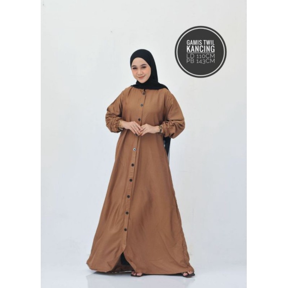 Promo Gamis Twill Ori Polos  Termurah ,Busui Kancing Depan
