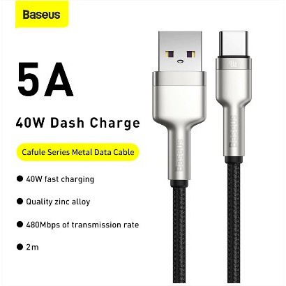 Baseus Cafule Metal Kabel Data USB to Type C Fast Charging Cable 5A