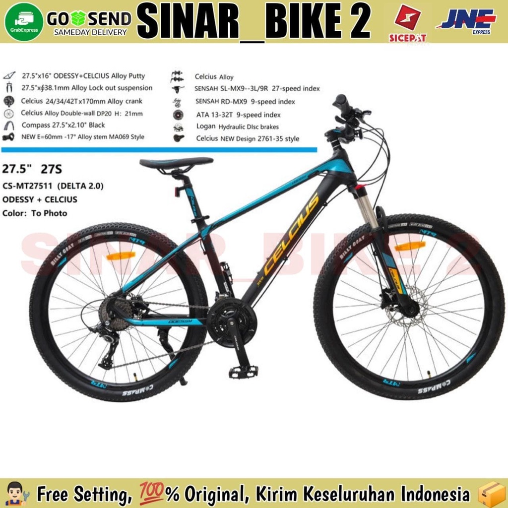 Sepeda Gunung 27,5 MTB CELCIUS ODESSY DELTA Alloy 27 Speed Hidrolik