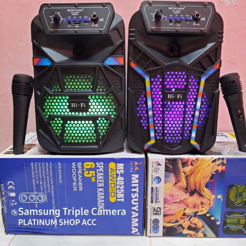 Speaker Karaoke Wireless Bonus Mic woofer 6,5inc Super Bass/Speaker Aktif Bluetooth Radio Fm Usb Aux