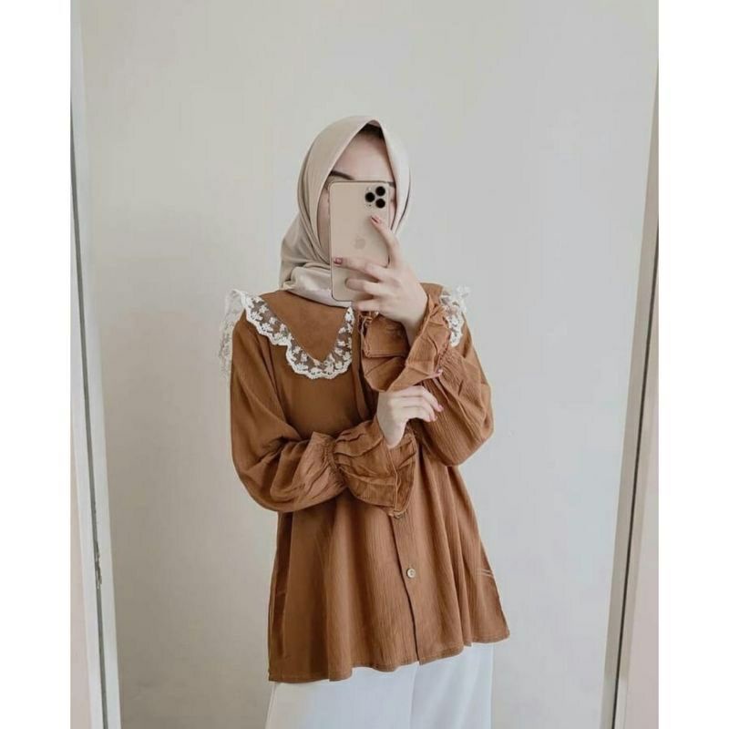 Kemeja Wanita Lengan Kerut Premium Murah Orisolofashion