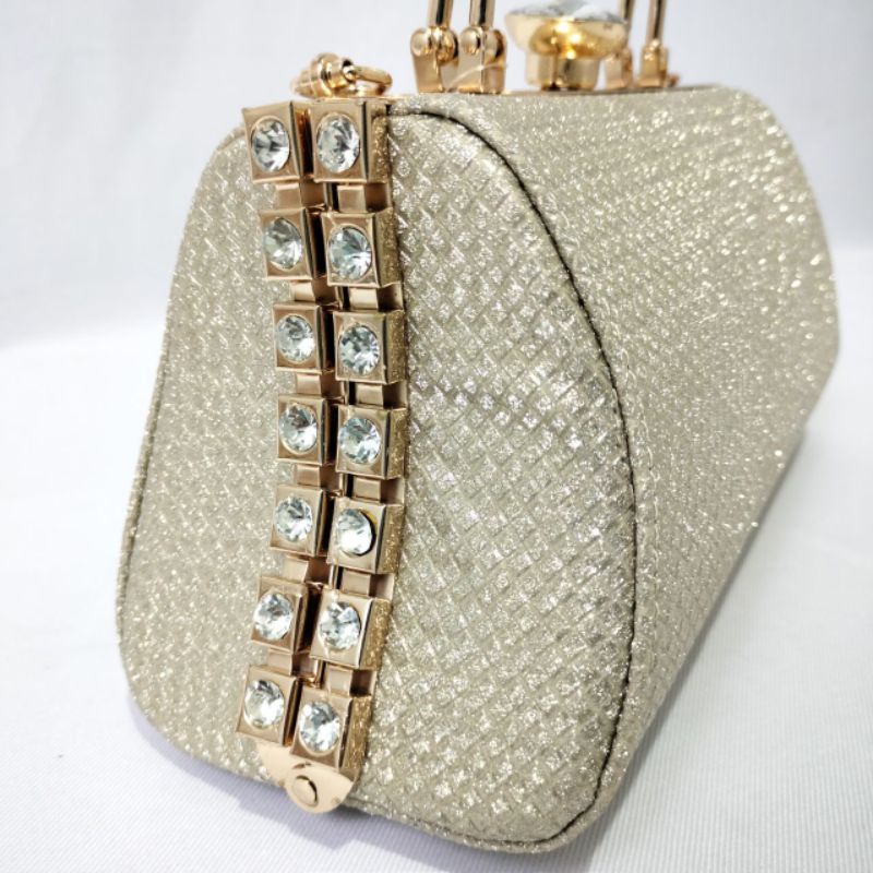 Tas Pesta Farnell Wanita Import Clutch Kondangan Permata Berlian Diamond 18026 Mewah Terbaru!