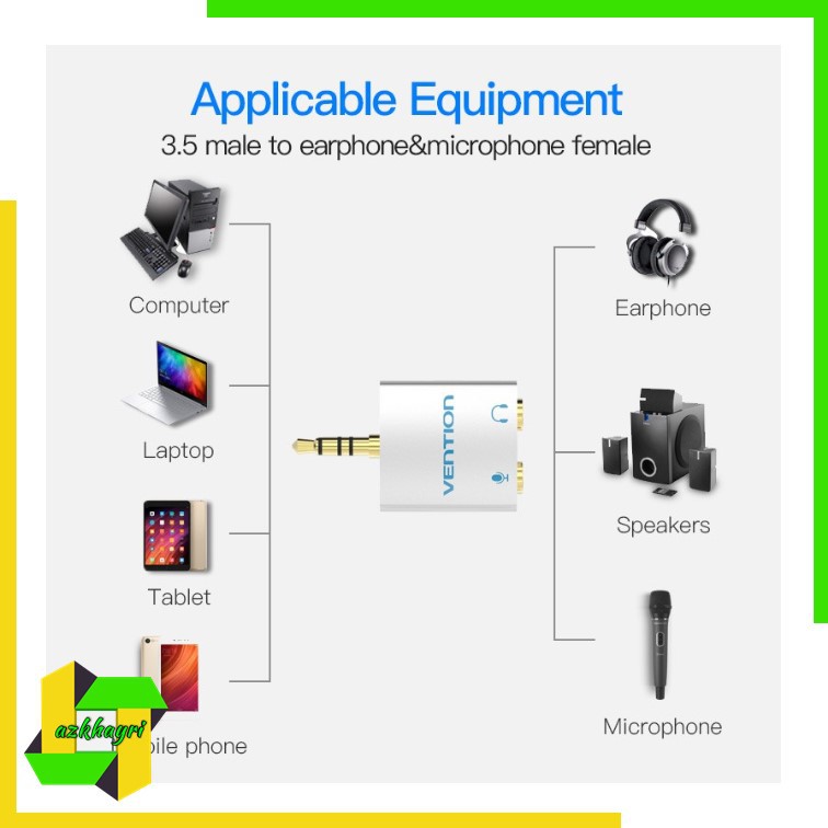 Vention Splitter Audio 3.5mm Jack Audio Connector Adapter with Mic Earphone