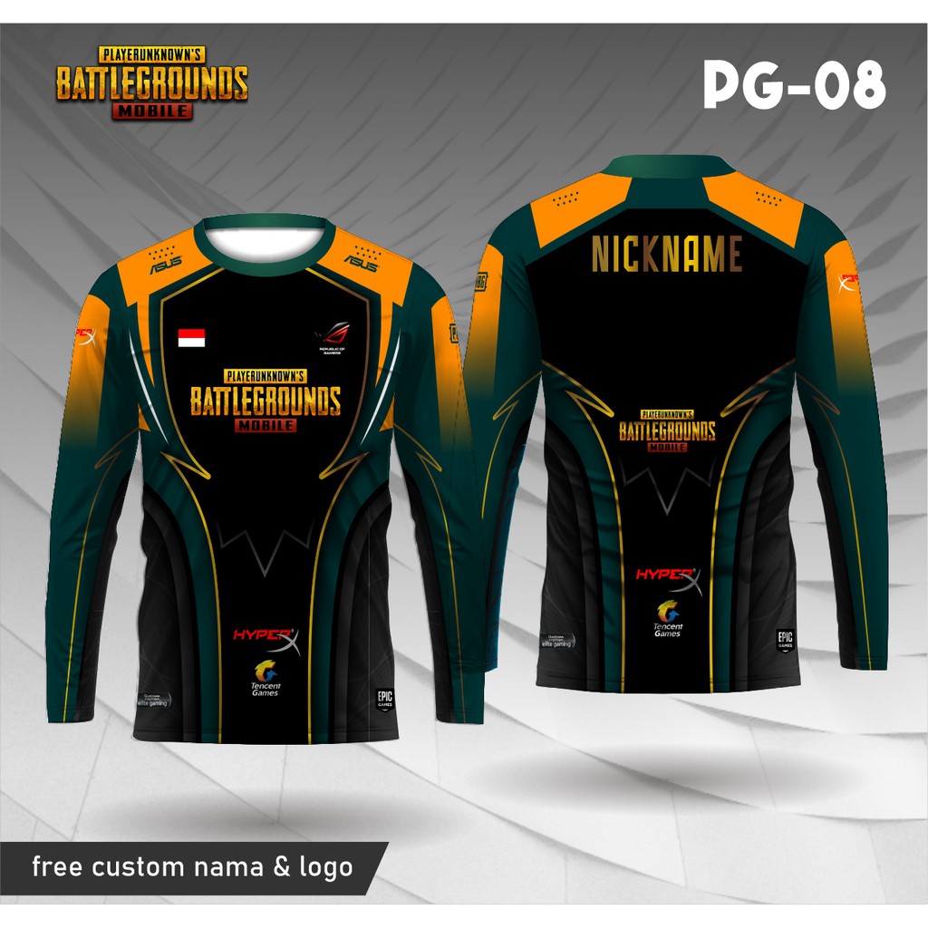 Jersey e sport pubg baju game kaos gamer lengan panjang
