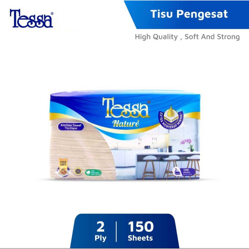 Tessa Kitchen Towel Tisu Dapur Tissue Dapur Tessa Nature Unbleached Tissue 150 Sheets 2 Ply