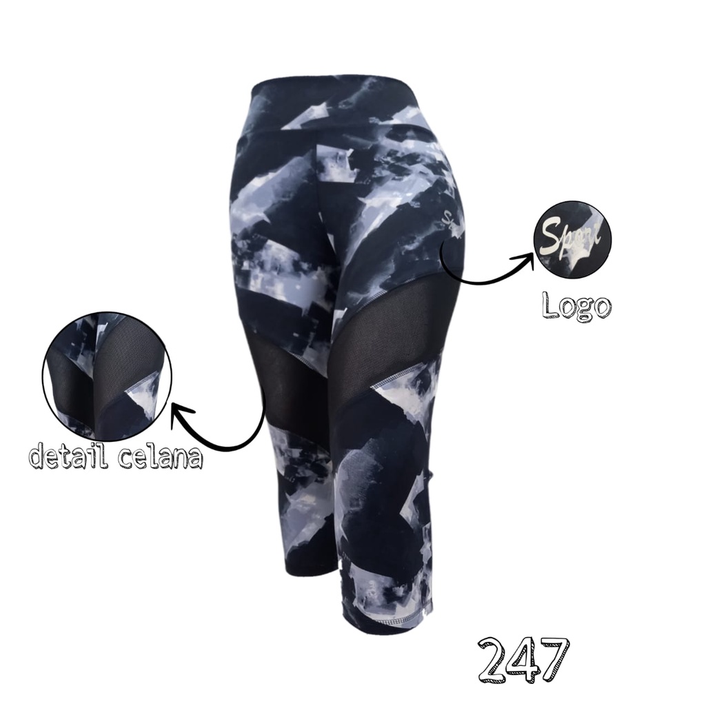 Legging Pendek Jaring/Celana Legging Sport Wanita/Legging Pendek 7/8 Sport/Celana Zumba/Legging Yoga
