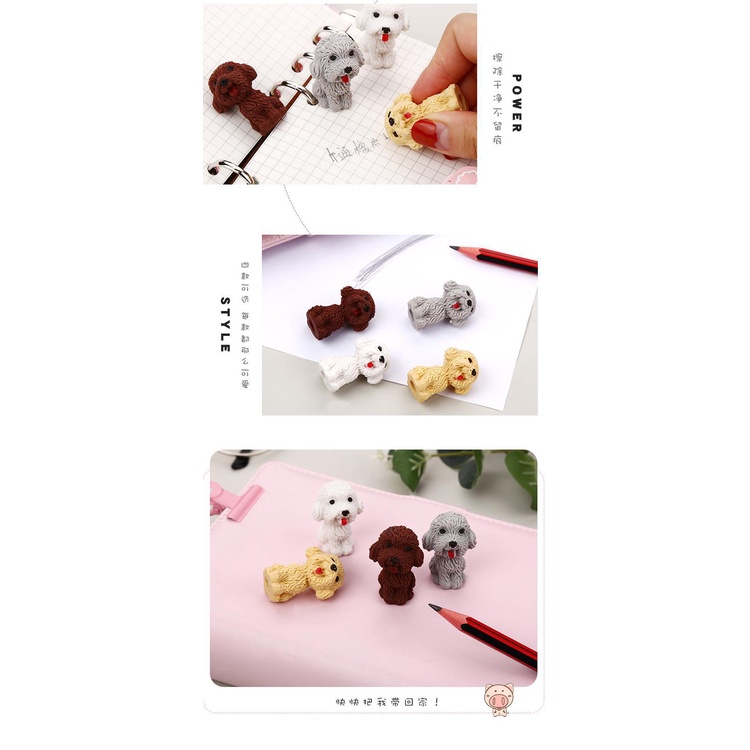 1PC Penghapus Mini Bentuk Miniatur Anjing Lucu Eraser Animal Modeling Cute Dog Cartoon Eraser Anak Sekolah Student Stationery