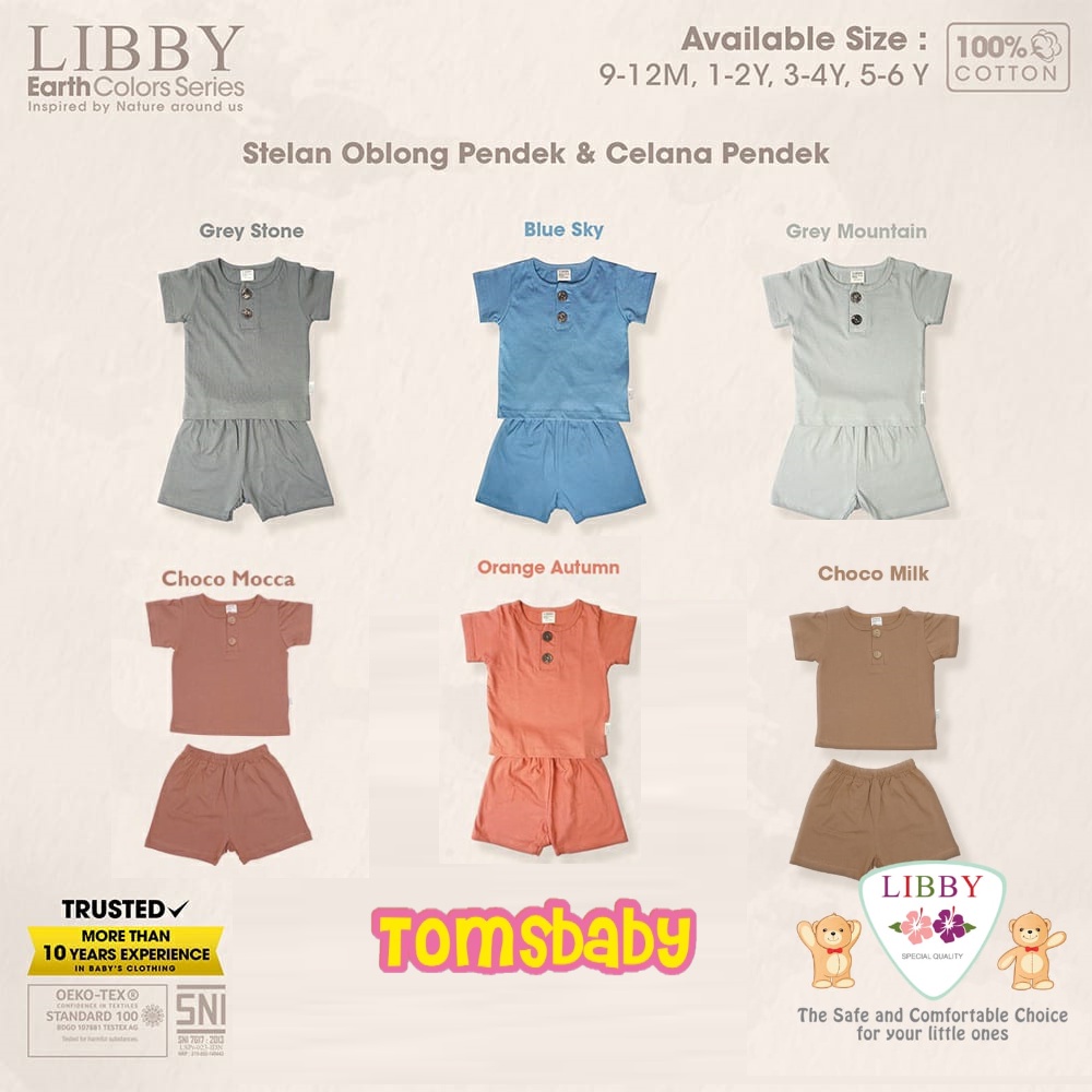 [9bln-6thn] LIBBY FAVE SET Earth Series Stelan Oblong Pendek + Celana Pendek Warna Polos