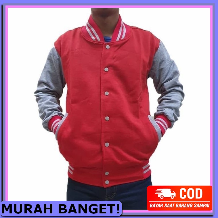 Jaket Parasut Jaket Pria Keren Jaket Coach Jaket Distro Jakek Wat AH344 Jaket Polos Baseball Varsity