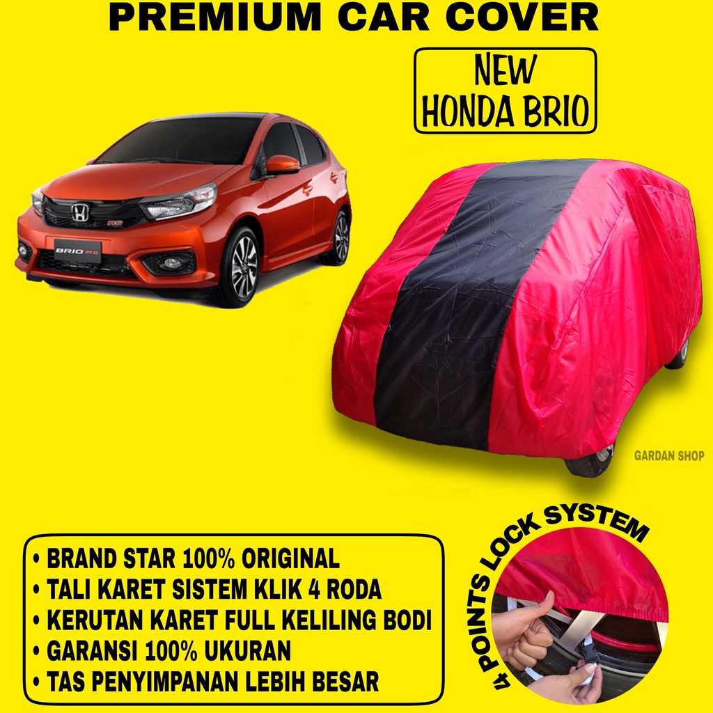 Body Cover NEW HONDA BRIO MERAH HITAM Penutup Bodi Mobil New Honda Brio Waterproof PREMIUM