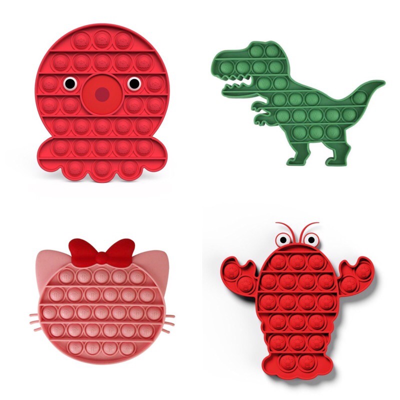 Pop It PREMIUM Fidget Toy Stress Reliever Pop It Kitty Dino Unicorn Mickey Kepiting Octopus Lobster Kupu PART 1-1